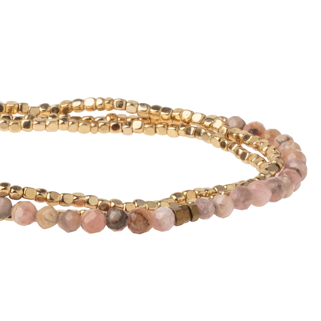 Delicate Stone Bracelet/Necklace - Rhodochrosite, Stone of Love