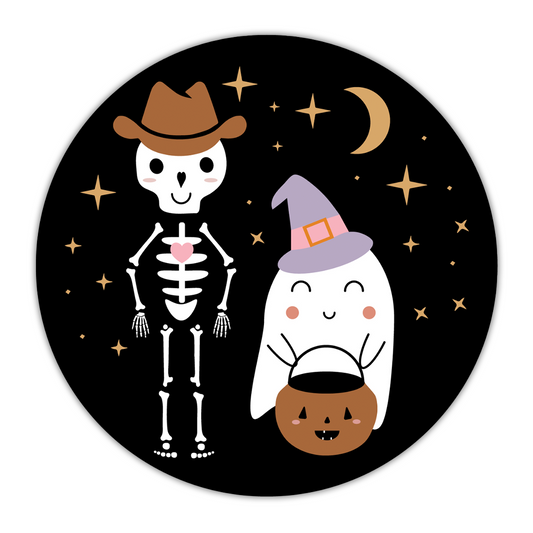 Lucy's Room Shy Little Ghost and Cowboy Skeleton Halloween Sticker