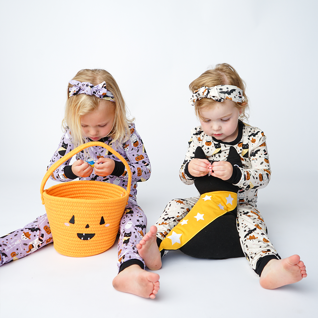 Spooky Cute Halloween Beige Kids Bamboo Pajama Set
