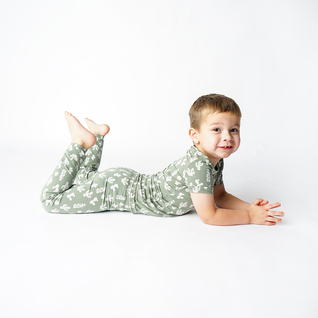 Stay Sharp Cactus Viscose Bamboo Two-Piece Short Sleeve Kids Pajama Set