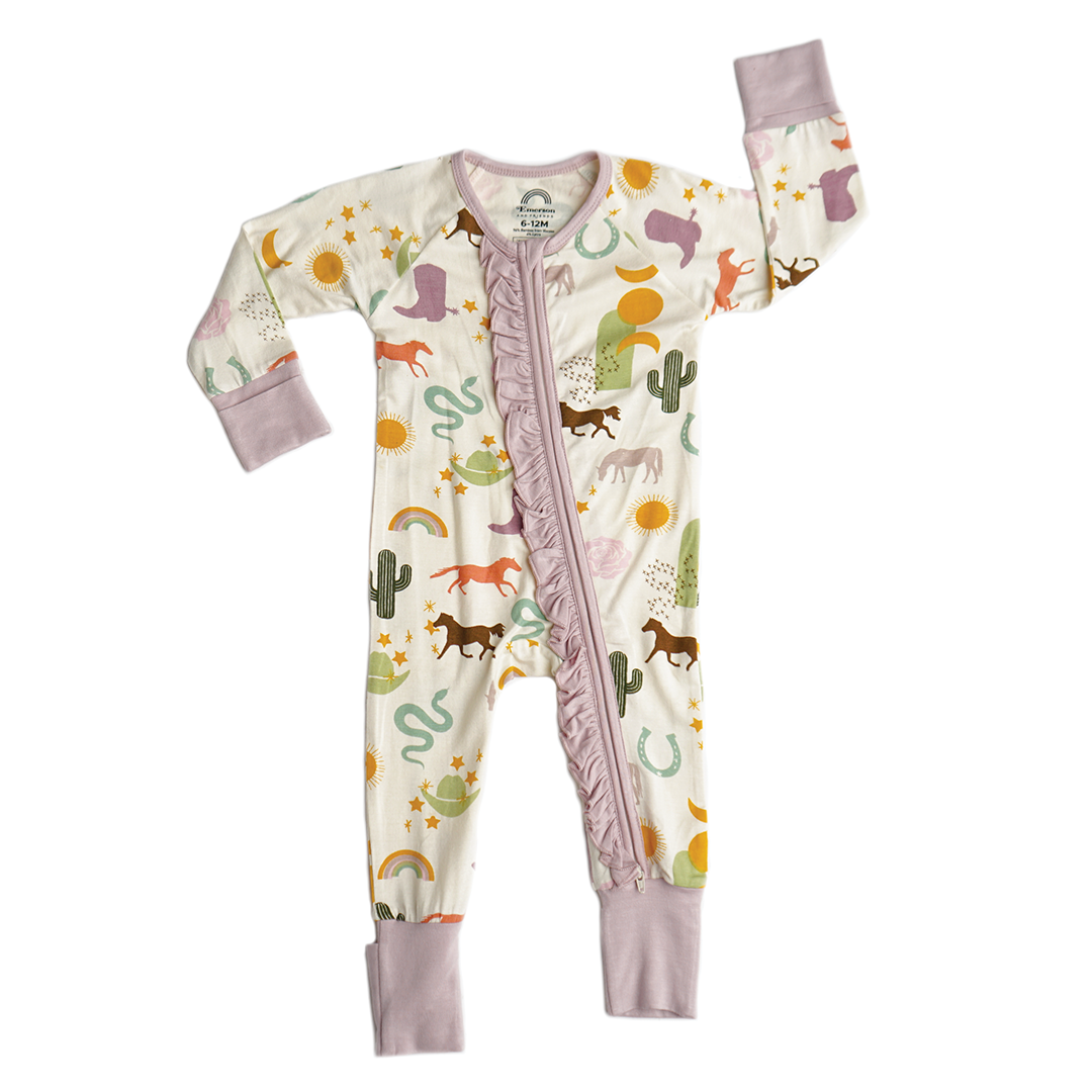 Wild and Free Western Bamboo Baby Pajama - Convertible Zippy
