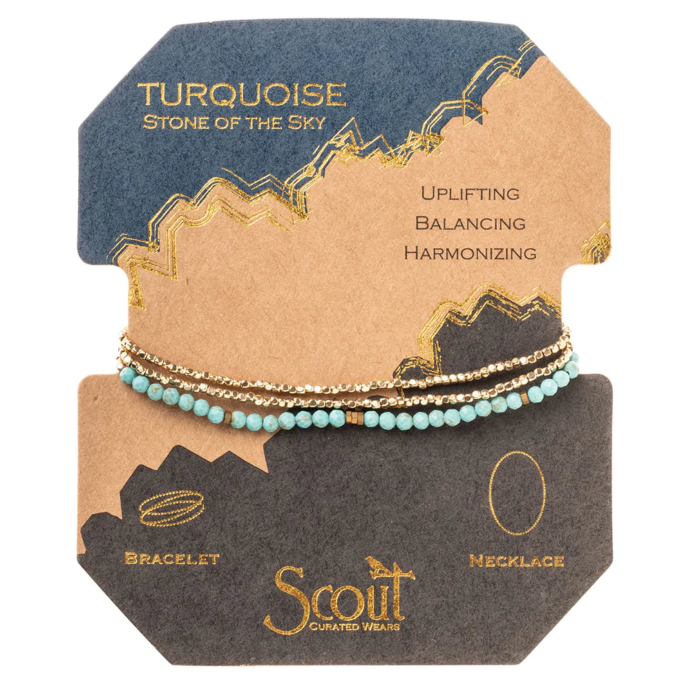 Delicate Stone Bracelet/Necklace - Turquoise/Gold, Stone of the Sky