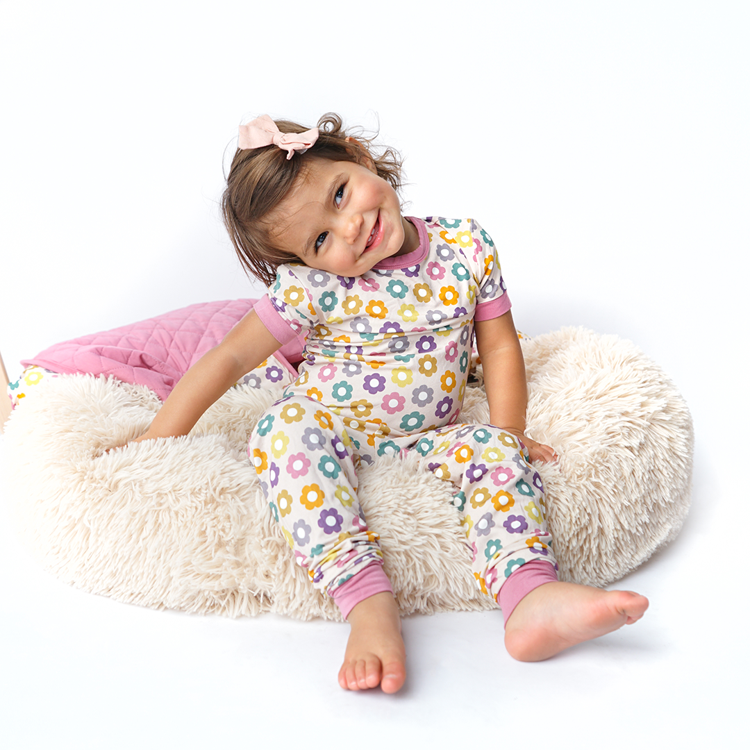 Feeling Groovy Short Sleeve Bamboo Kids Pajama Pants Set
