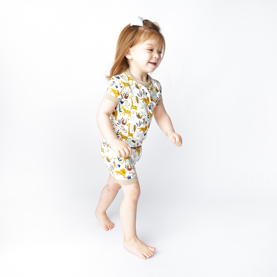 *FINAL SALE* Jungle Friends Viscose Bamboo Short Sleeve Kids Pajama Shorts Set