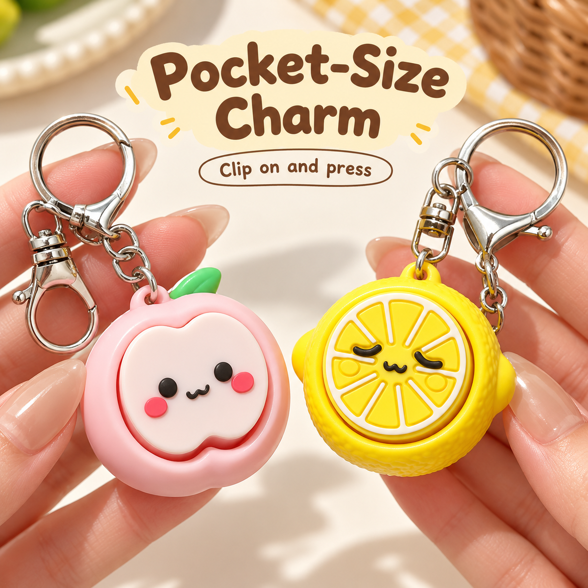 Toynex- Cute Fruit Fidget Button Keychain Stress Relief Toy
