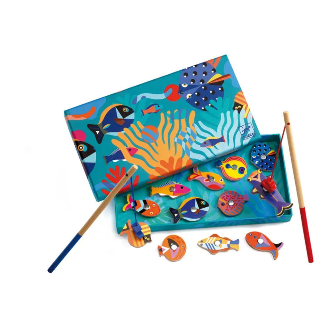 DJECO- Wooden Fishing Graphic Magnetic Fishing Game