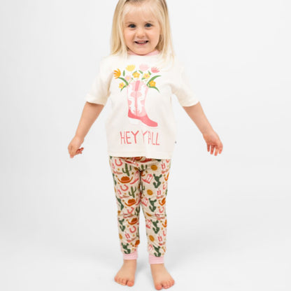 Hey Y'all Western Cotton Ringer Toddler Short Sleeve Shirt