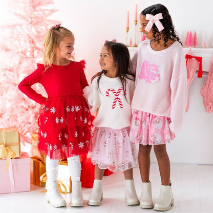 Sweet Wink - Candy Cane Christmas Gemstone Bow Clip - Kids Hair Accessory