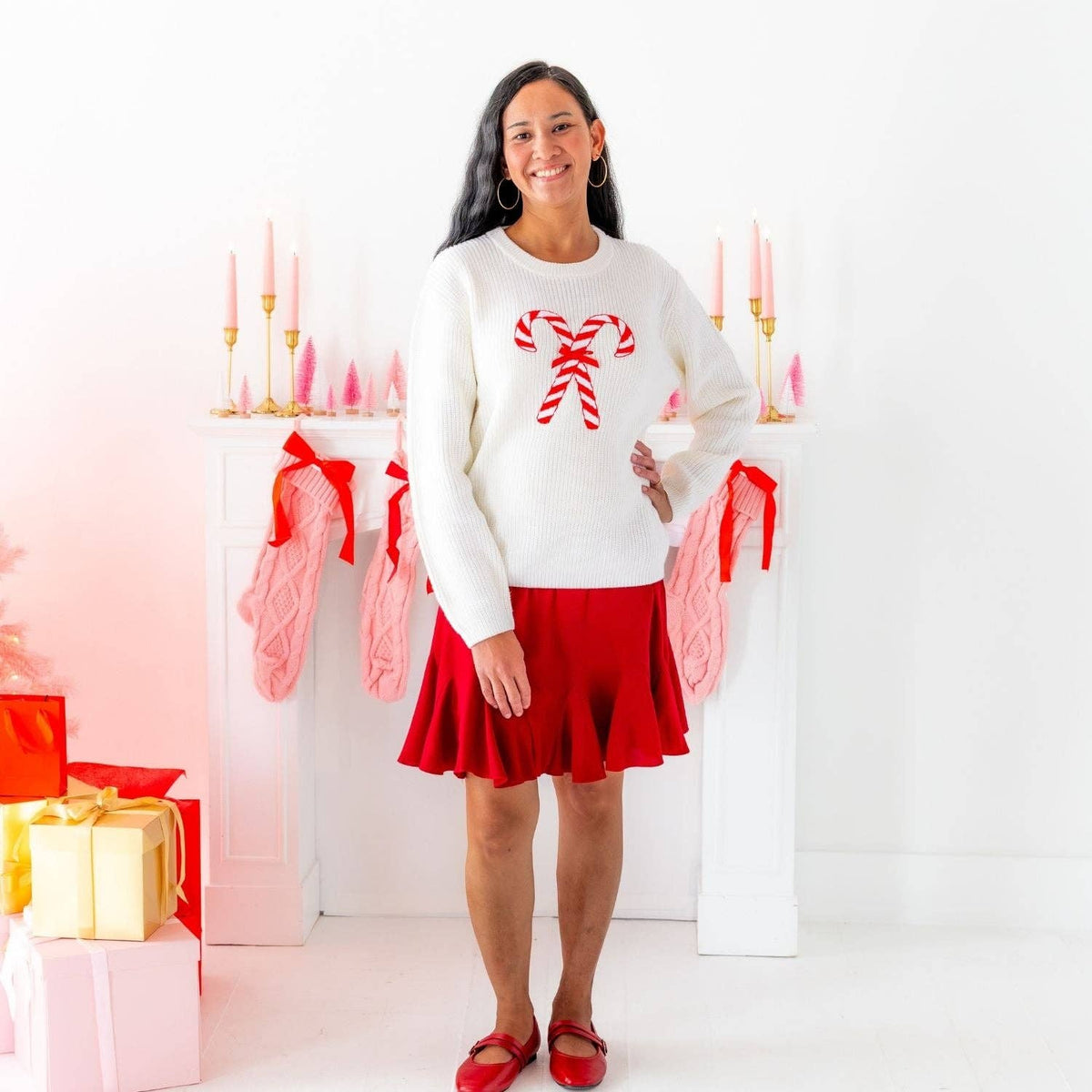 Sweet Wink - Candy Cane Christmas Women's Sweater  - Mommy and Me