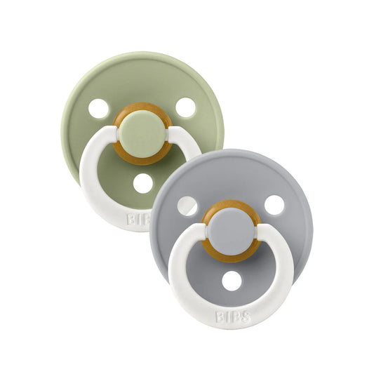 BIBS - Colour GLOW 2 Pack Pacifiers - Sage/Cloud