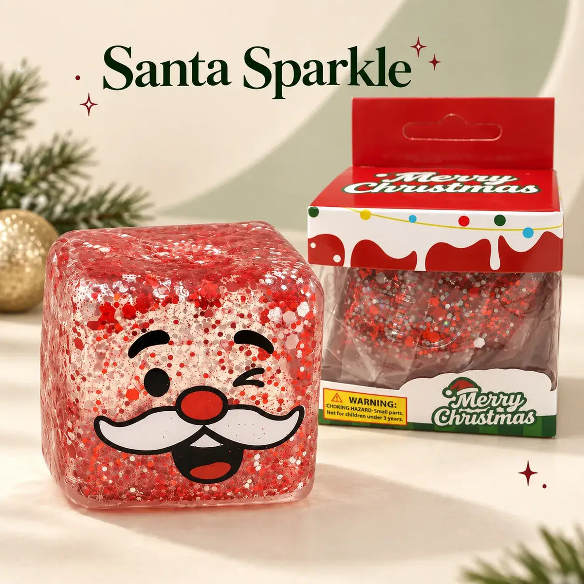 Toynex - Christmas Glitter Character Cube Squishy Stress Relief Toy