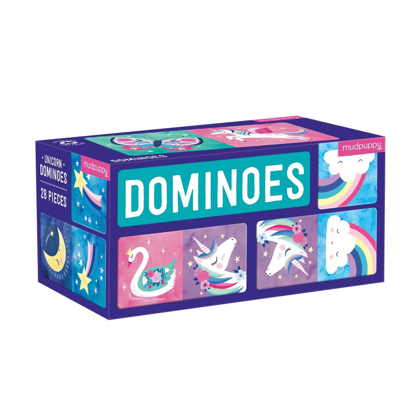 rectangle box of unicorn themed dominoes