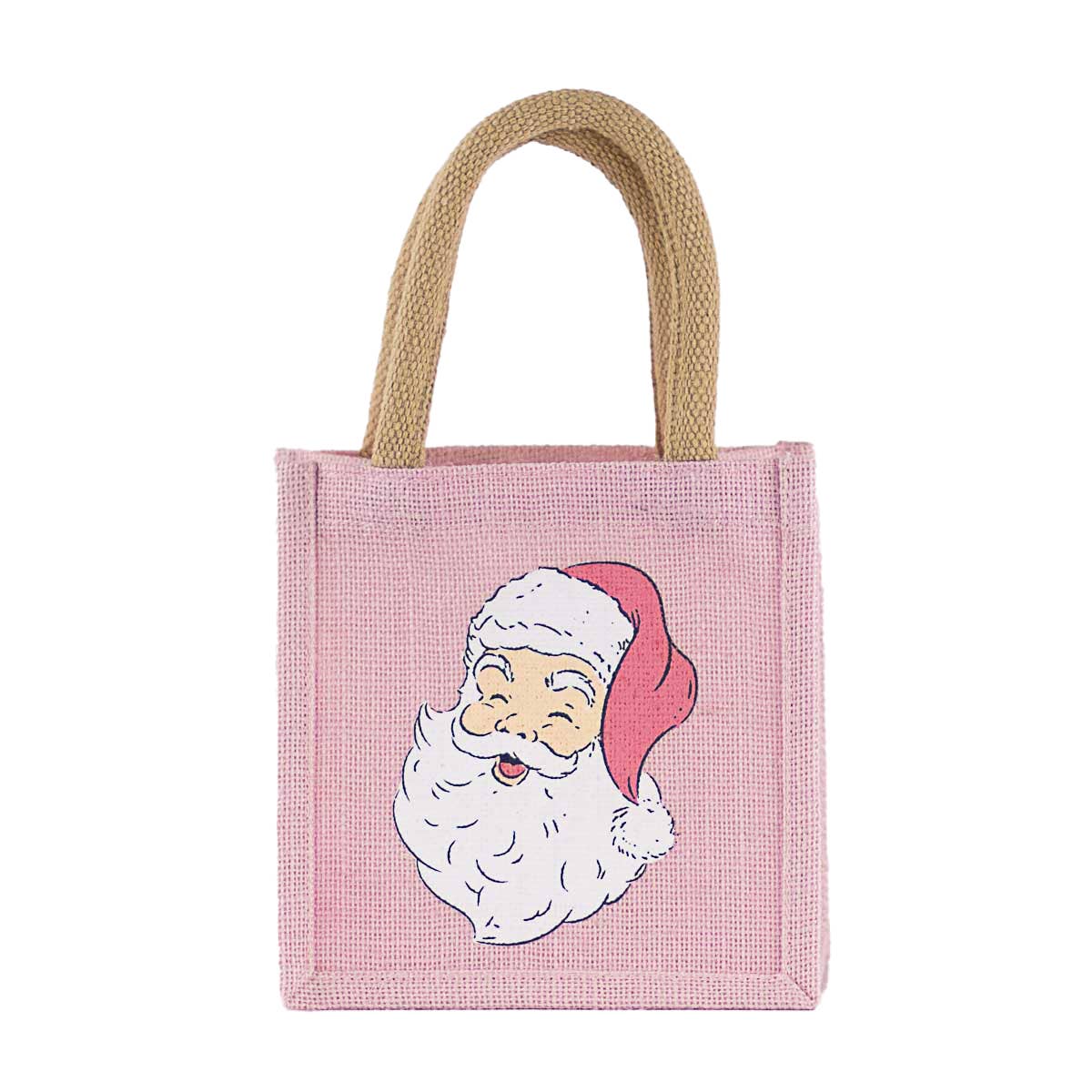 The Royal Standard - HoHoHo Santa Petite Gift Tote   Light Pink/White   7x7x5