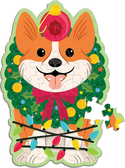Chronicle Books - Christmas Corgi 48 Piece Scratch and Sniff Shaped Mini Pzl