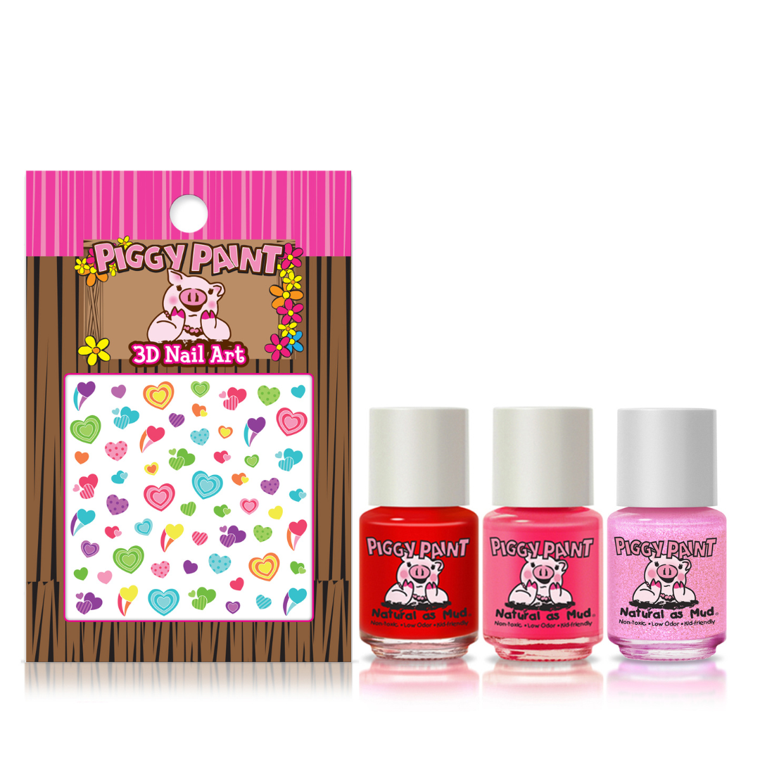 Piggy Paint - All the Heart Eyes Polish Set Non-Toxic Kids Nail Polish
