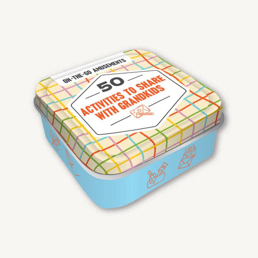 a mini tin that holds 50 cards of activities to do with grandkids