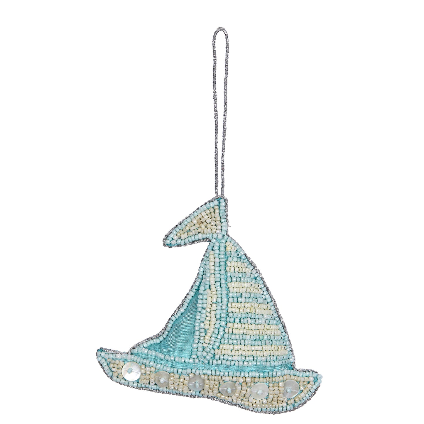 HS Seashells - Sailboat Blue MOP & Beaded Ornament