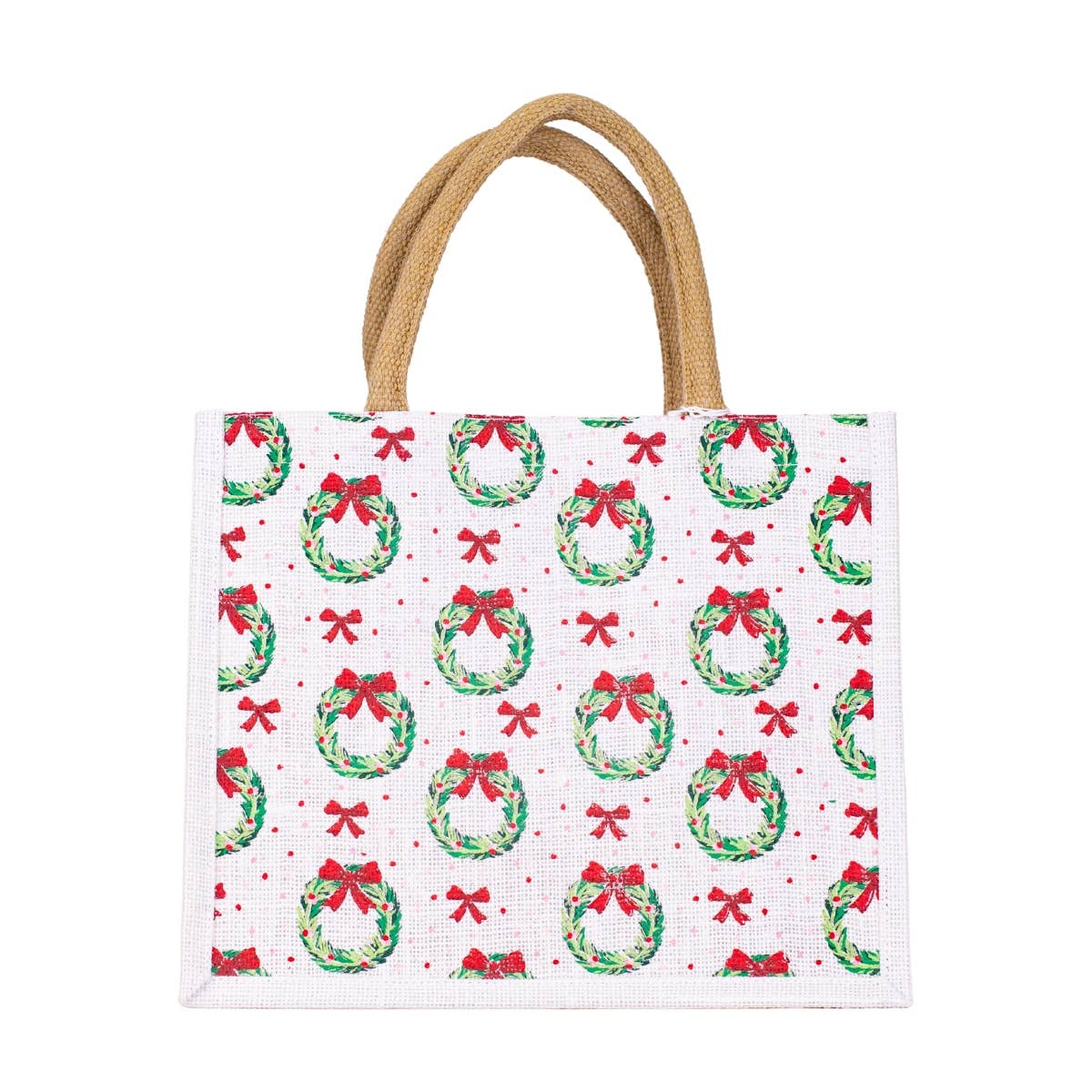 The Royal Standard - Clara Wreath Gift Tote   White/Red/Green    12x10x8