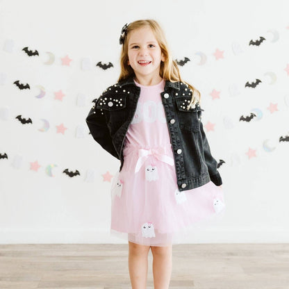 Sweet Wink - Boo Sequin Patch Halloween Short Sleeve Tutu Dress