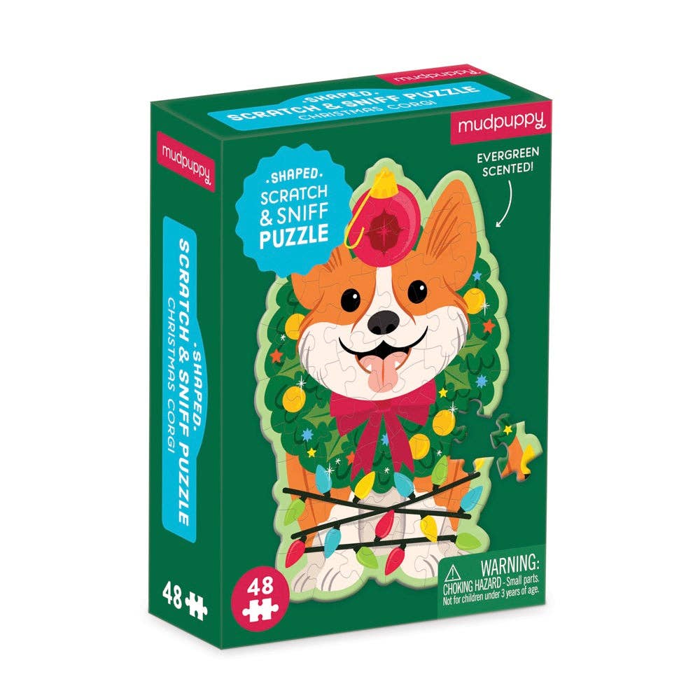 Chronicle Books - Christmas Corgi 48 Piece Scratch and Sniff Shaped Mini Pzl