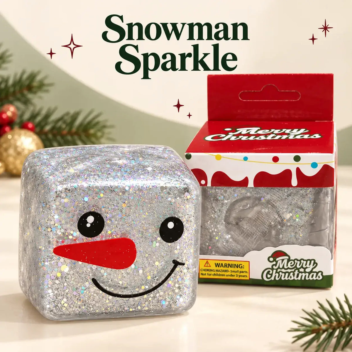 Toynex - Christmas Glitter Character Cube Squishy Stress Relief Toy