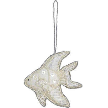 HS Seashells - Tropical Fish White MOP & Beaded Ornament