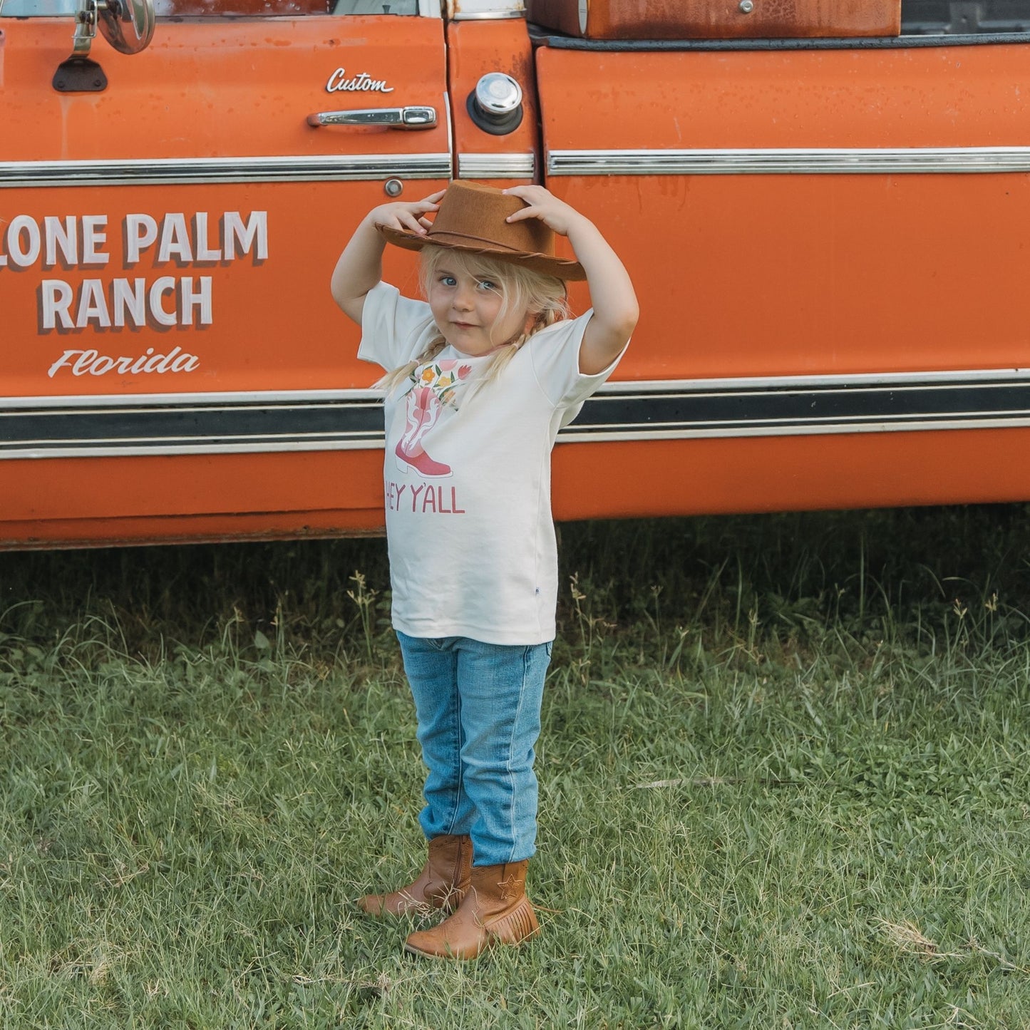 Hey Y'all Western Cotton Ringer Toddler Short Sleeve Shirt