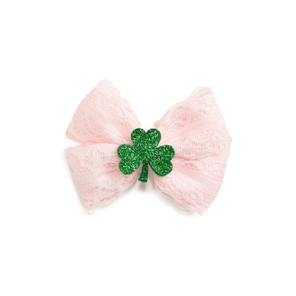 Sweet Wink - Shamrock Lace St. Patrick's Day Bow Clip - Kids Hair Bow