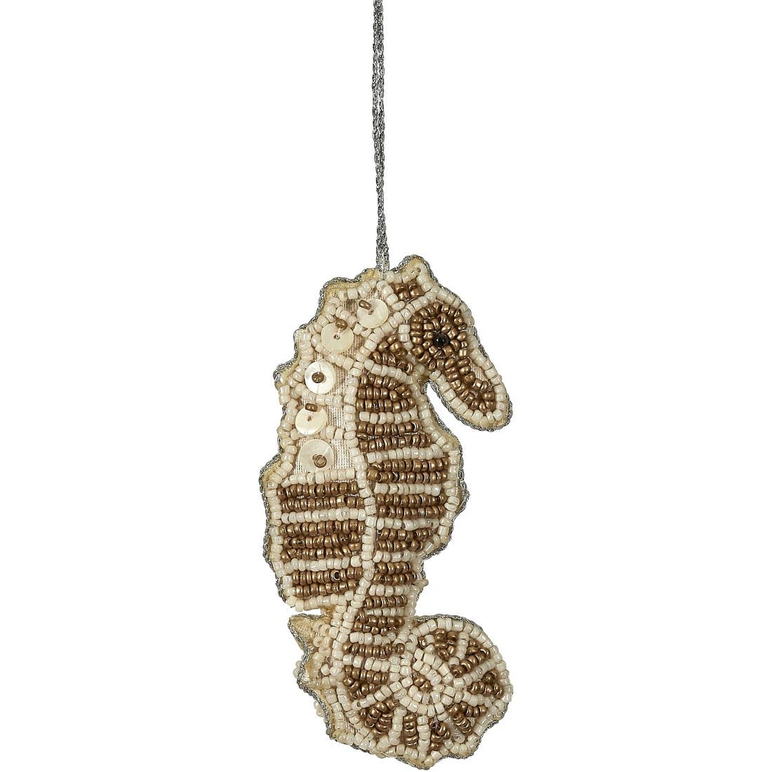 HS Seashells - Seahorse Gold MOP & Beaded Ornament