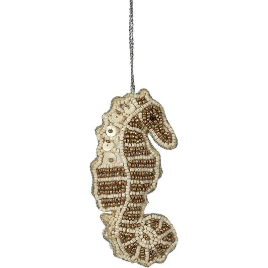HS Seashells - Seahorse Gold MOP & Beaded Ornament