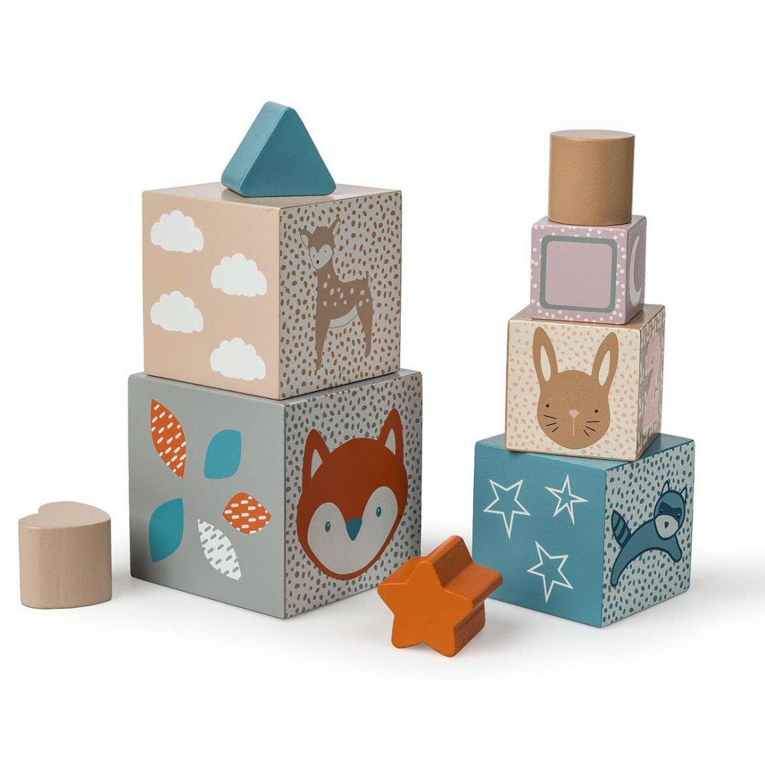 Woodland animal themed wooden blocks of assorted shapes