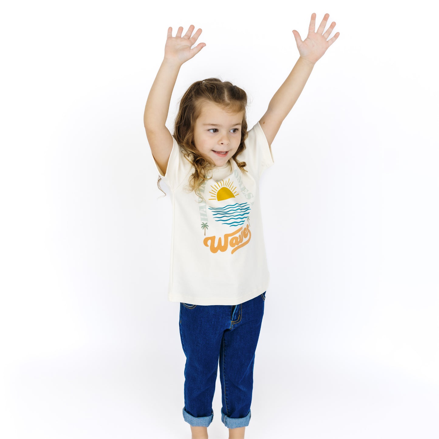 Happiness Comes In Waves Cotton Toddler Short Sleeve Shirt