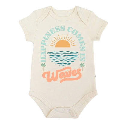 Happiness Comes In Waves Cotton Baby Onesie
