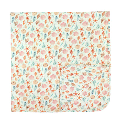 Sandy Seashells Luxury Bamboo Blanket