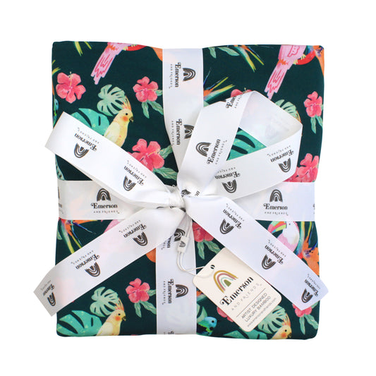 Isla Botánica Tropical Birds Twin Size Bamboo Blanket