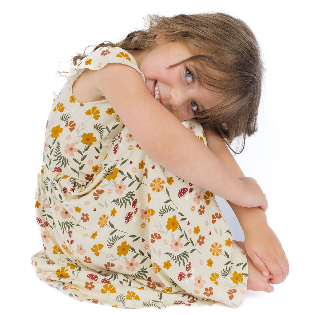 Toadstool Garden Short Sleeve Bamboo Twirl Dress