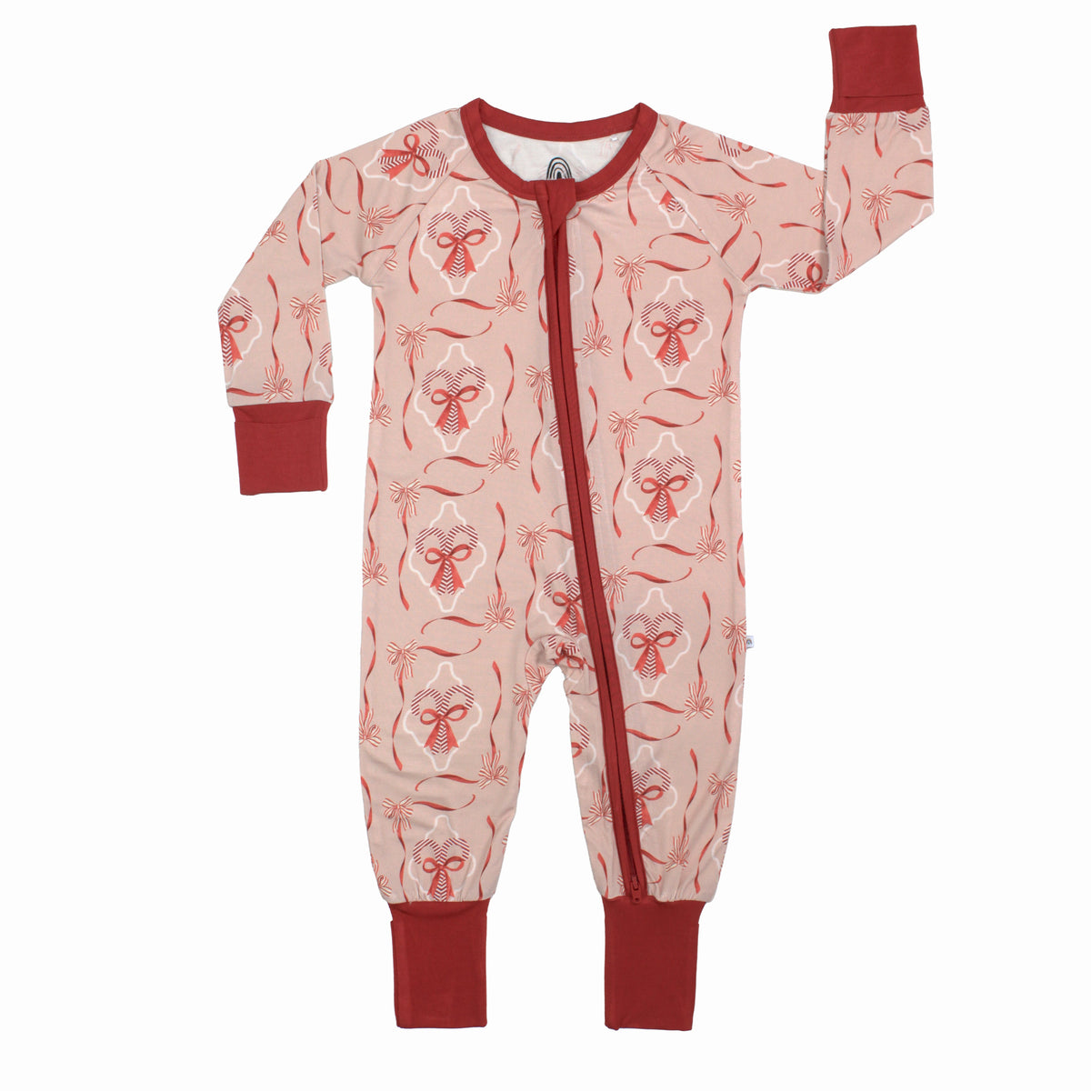 Candy Cane Coquette Bamboo Convertible Footie Romper