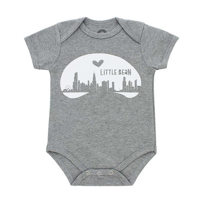 Chicago Little Bean Grey Short Sleeve Baby Onesie