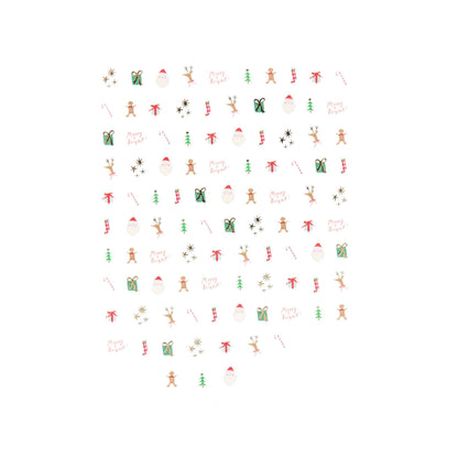 Pattern of Christmas-themed icons on a white background