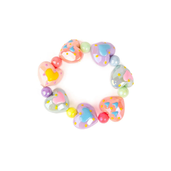 Colorful heart beaded bracelet with smaller multicolored beads from Great Pretenders