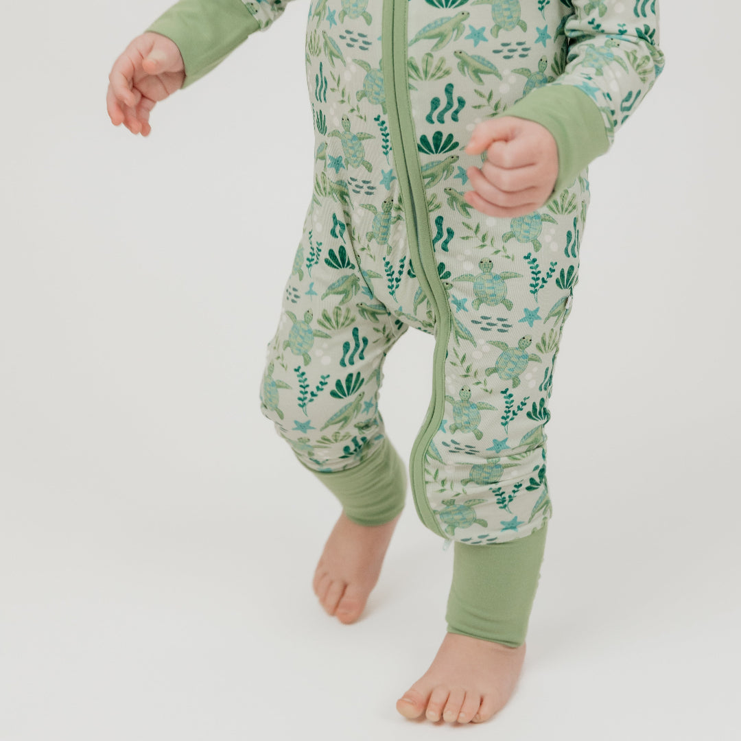 Save the Sea Turtles Bamboo Convertible Baby Pajamas