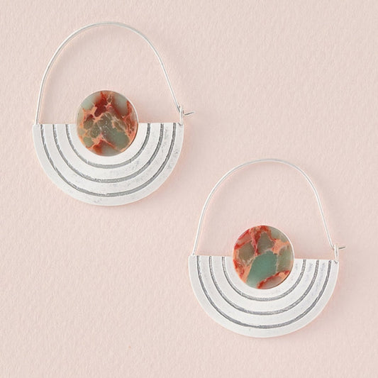 Stone Orbit Earrings - Aqua Terra/Silver