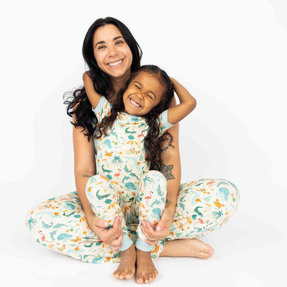 Soft and breathable bamboo matching pajama set featuring a vibrant Florida-themed print, designed for all-night comfort for the whole family. 