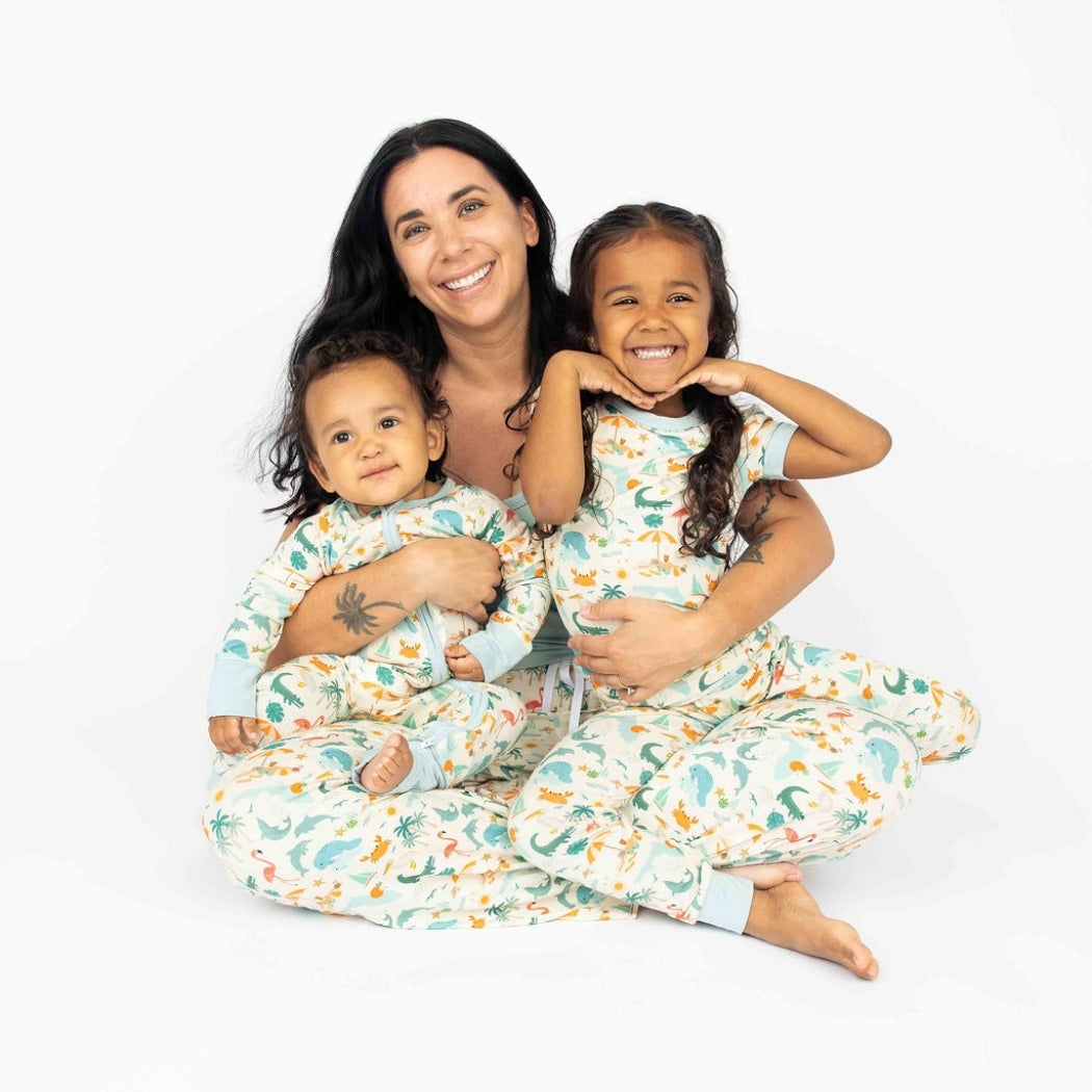 Soft and breathable bamboo lounge pants featuring a vibrant Florida-themed print, designed for a relaxed fit and matching moments with the whole family.