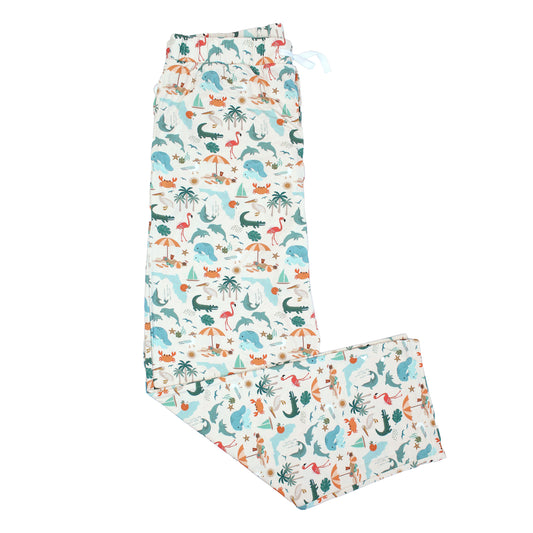 Soft and breathable bamboo lounge pants featuring a vibrant Florida-themed print, designed for a relaxed unisex fit and all-day comfort