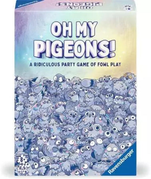 Board game box for 'Oh My Pigeons!' by Ravensburger with colorful design and text.