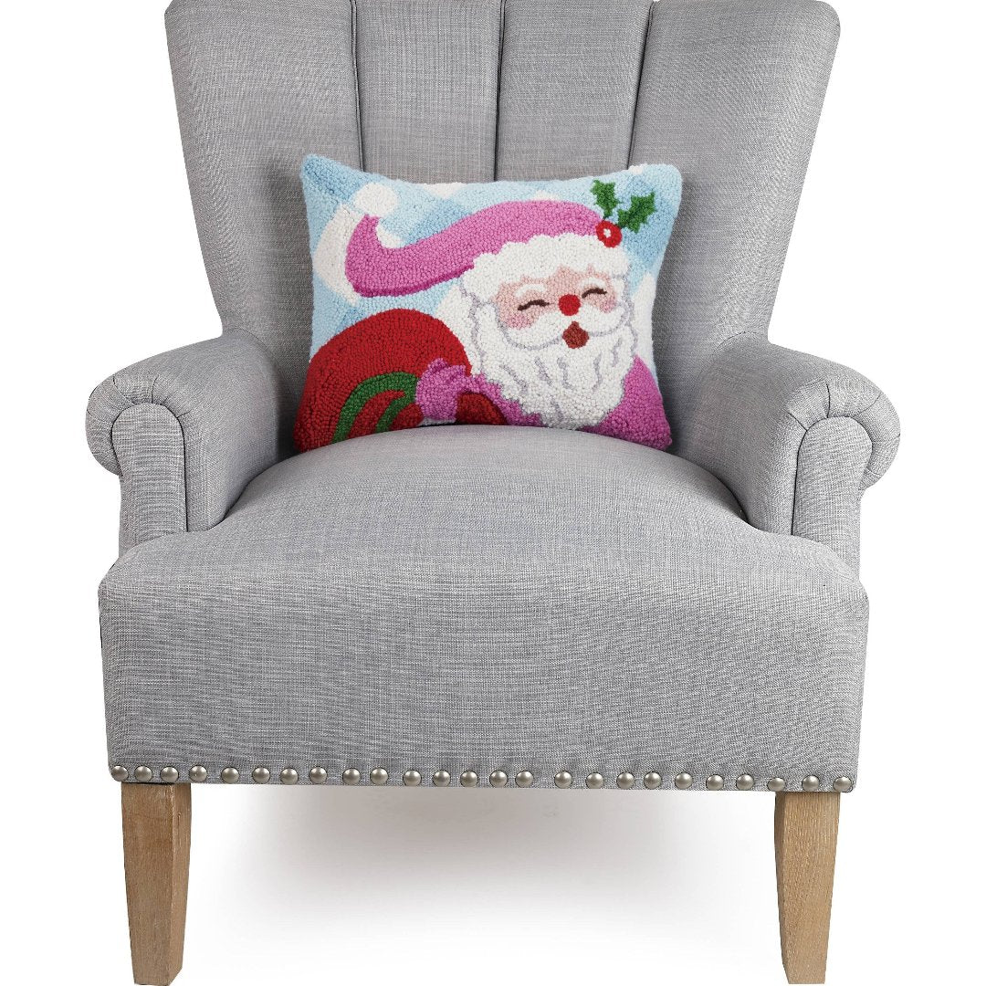 Festive Gingham Santa Hook Pillow