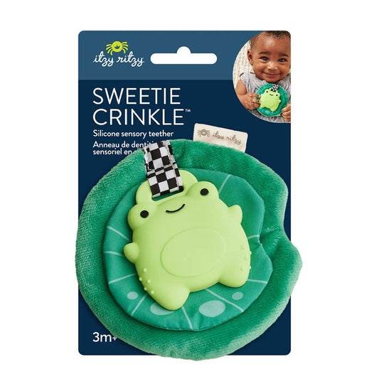 frog shaped crinkle silicone sensory teether