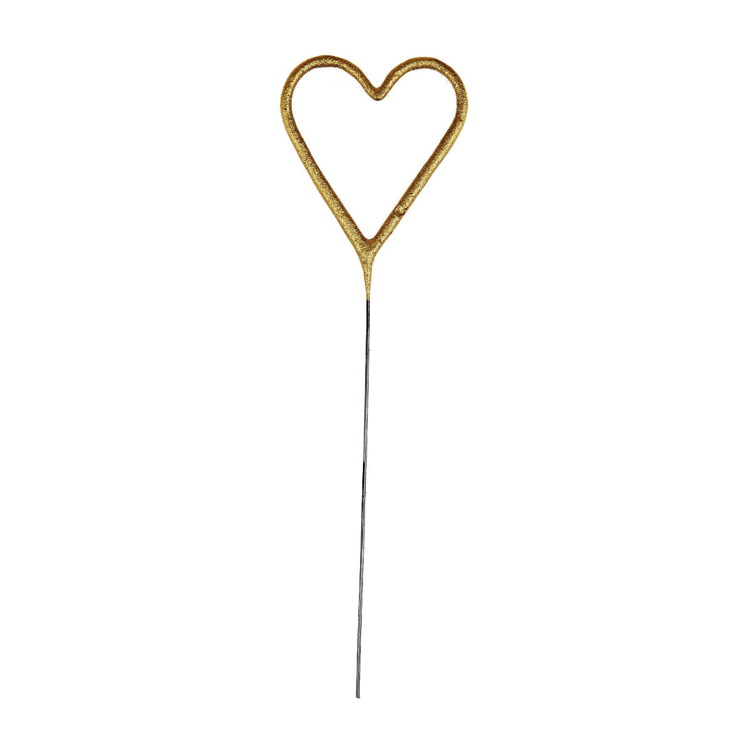 Gold heart-shaped decorative pick on a white background