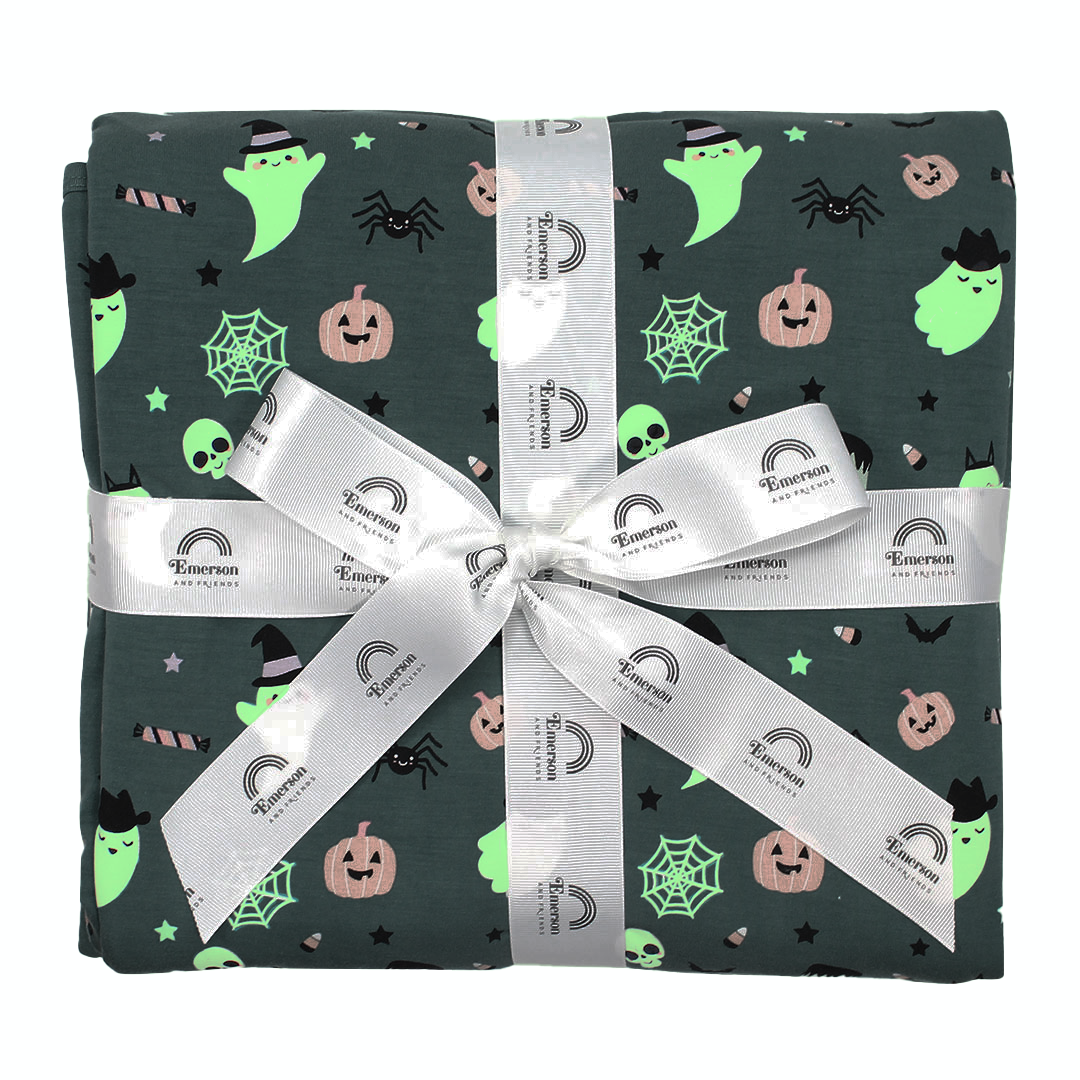 Boo Crew Glow-in-the-Dark Halloween Twin Size Bamboo Blanket